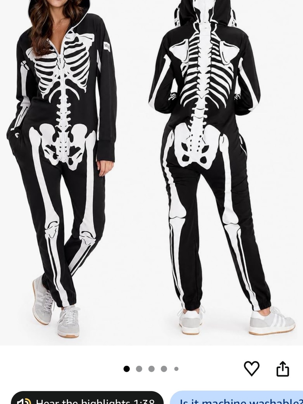 Tipsy Elves Skeleton Print Hooded Jumpsuit - Black